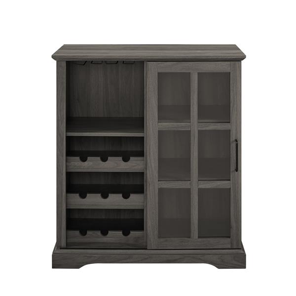 36" Sliding Glass Door Bar Cabinet - Slate Grey 