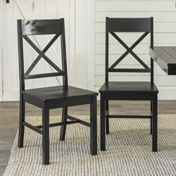 Wood Dining Chairs, Set of 2 - Black  