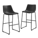 30" Industrial Faux Leather Barstools, Set of 2 - Black  - WEF1999
