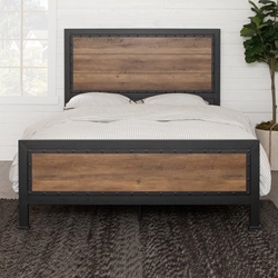 Industrial Queen Size Bed - Reclaimed Barnwood 