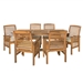 7-Piece Acacia Wood Outdoor Patio Dining Set with Cushions - Brown - WEF2394