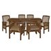 7-Piece Acacia Wood Outdoor Patio Dining Set with Cushions - Dark Brown - WEF2395