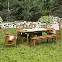 6-PieceAcacia Wood Outdoor Patio Dining Set with Cushions - Brown 
