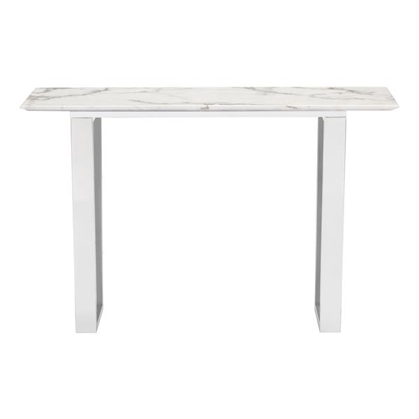 Atlas Console Table Stone & Brushed Stainless Steel 