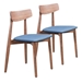 Newman Dining Chair Walnut & Ink Blue - Set of 2 - ZUO4070