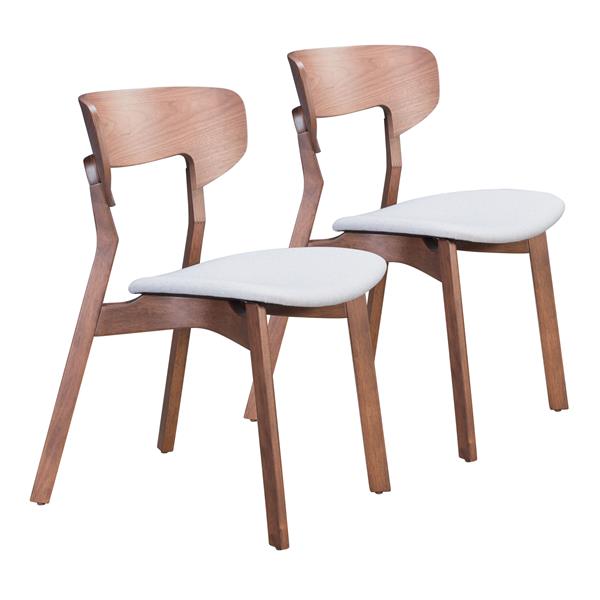 Russell Dining Chair Walnut & Light Gray - Set of 2 