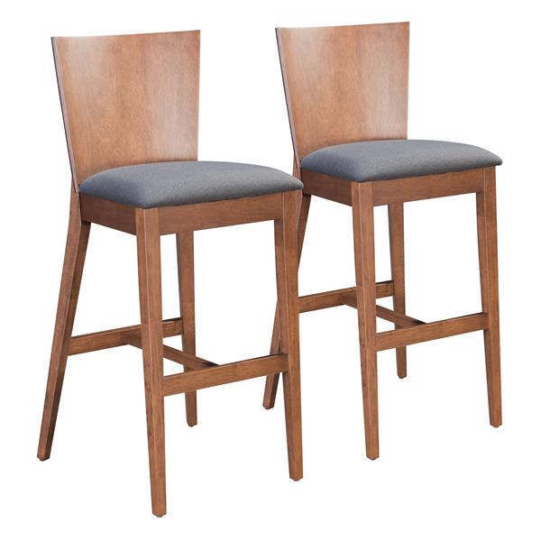 Ambrose Bar Chair Walnut & Dark Gray - Set of 2 