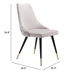Piccolo Dining Chair Gray Velvet - Set of 2 - ZUO4143
