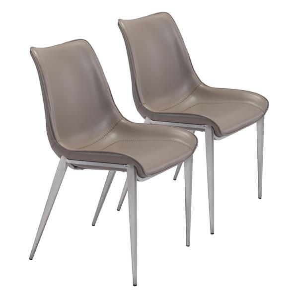Magnus Dining Chair Gray & Brushed Stainless Steel - Set of 2 