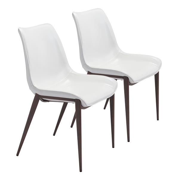 Magnus Dining Chair White & Walnut - Set of 2 