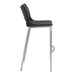 Ace Bar Chair Black &  Brushed Stainless Steel - Set of 2 - ZUO4604