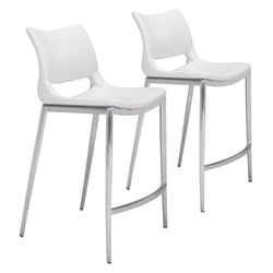 Ace White and Silver Counter Chair - Set of Two 