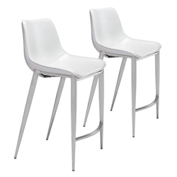 Magnus White and Silver Counter Chair - Set of Two 