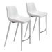 Magnus White and Silver Counter Chair - Set of Two - ZUO4917