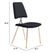 Chloe Black and Gold Dining Chair - Set of Two - ZUO4935