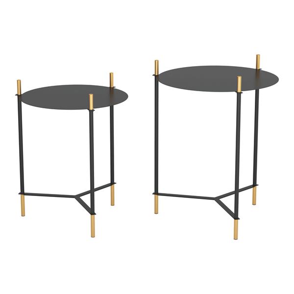 Jerry Black and Gold Side Tables - Set of Two 