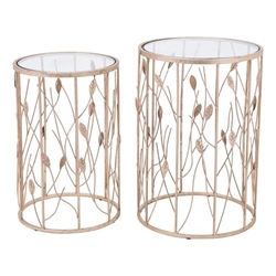 Sage Clear and Gold Side Tables - Set of Two 