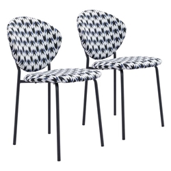 Clyde Geometric Print and Black Dining Chair - Set of Two 