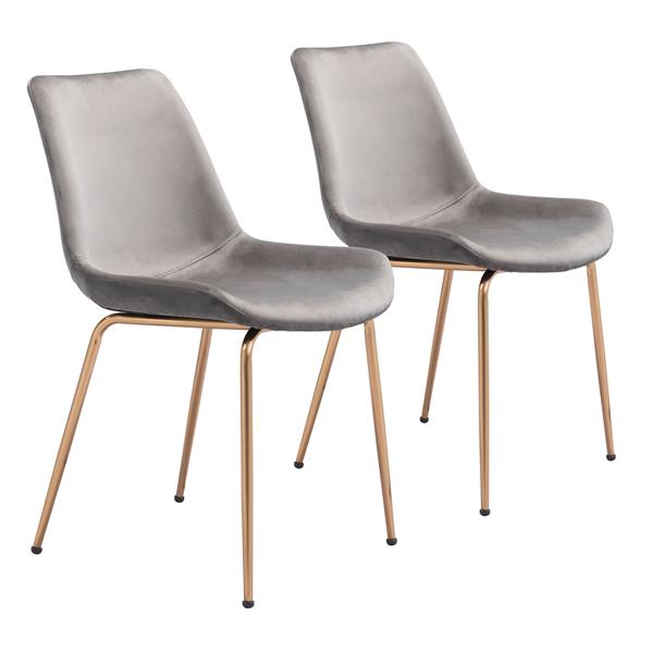 Tony Dining Chair Gray and Gold - Set of Two 