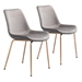 Tony Dining Chair Gray and Gold - Set of Two - ZUO5073