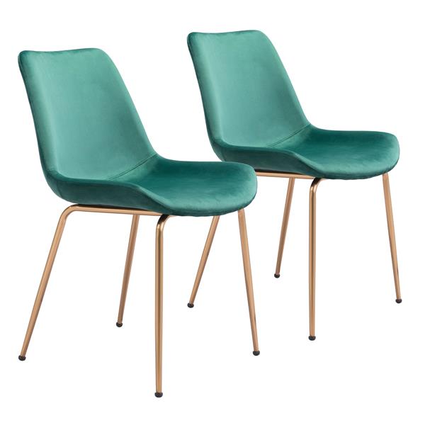 Tony Dining Chair Green and Gold - Set of Two 