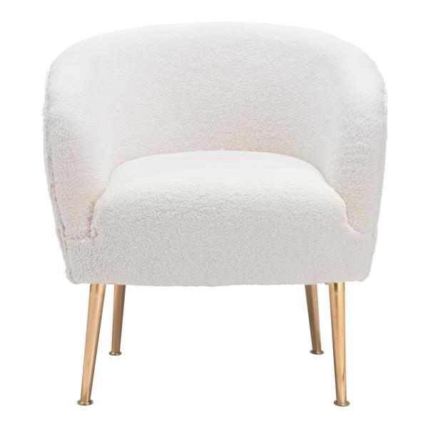 Sherpa Beige and Gold Accent Chair 