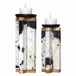 Illini Stone Candleholders Set of 2 