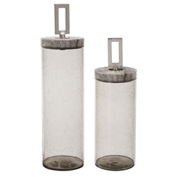 Carmen Seeded Glass Containers Set of 2 