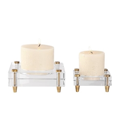 Claire Crystal Block Candleholders Set of 2 