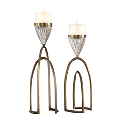 Carma Bronze And Crystal Candleholders Set of 2 
