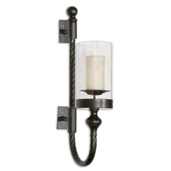 Garvin Twist Metal Sconce With Candle 