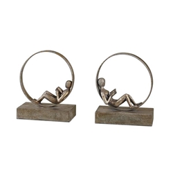 Lounging Reader Antique Bookends Set of 2 