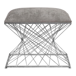 Zelia Silver Accent Stool 