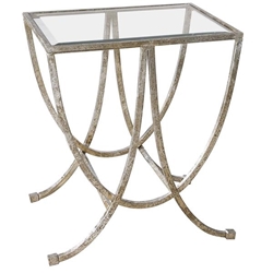 Marta Antiqued Silver Side Table 