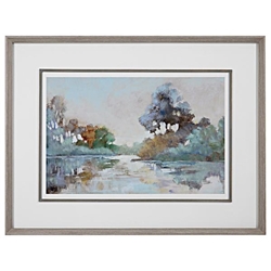 Morning Lake Watercolor Framed Print 