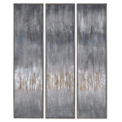 Gray Showers Hand Painted Canvases Set of 3 