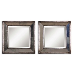 Davion Squares Silver Mirror Set of 2 
